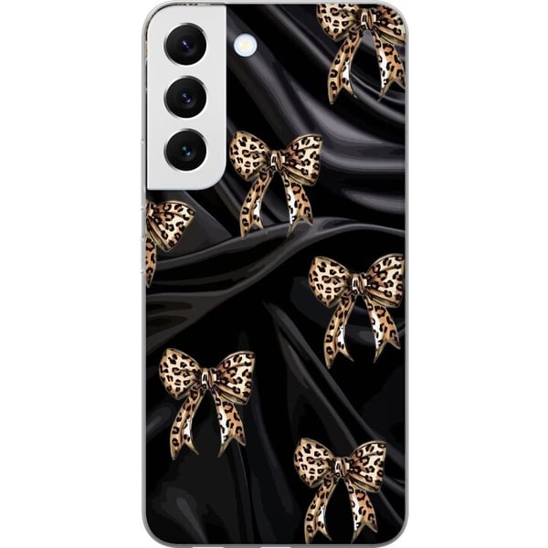Yhteensopiva Puhelinkuori Samsung Galaxy S22 5G Leoparditäplät mustalla silkillä, ylellinen kuviointi eksklusiivisella muotitunnelmalla, täydellinen