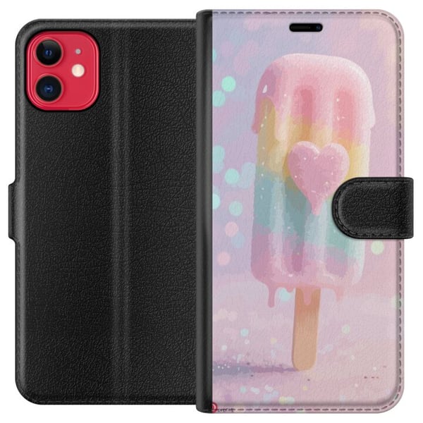 Kompatibelt Plånboksfodral till Apple iPhone 11 Pastellglass med hjärta söt design med smältande färger och glitter för sommar och candy stil