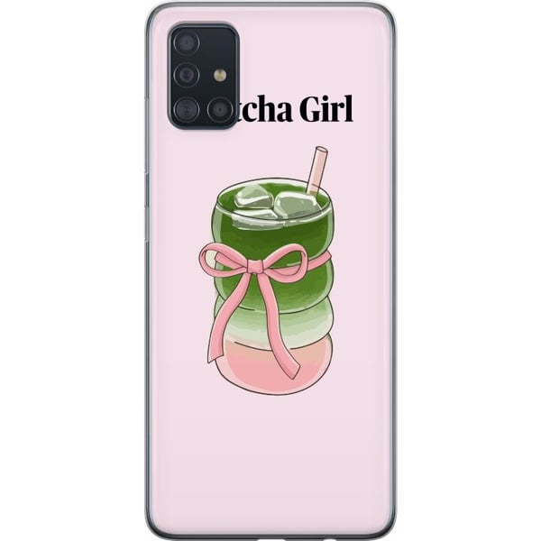 Kompatibelt Mobildeksel til Samsung Galaxy A51 Matcha Girl-illustrasjon – kawaii-inspirert te-design med rosa sløyfe Kompatibelt Mobildeksel til Samsung Galaxy A51 Matcha Girl-illustrasjon – kawaii-inspirert te-design med rosa sløyfe