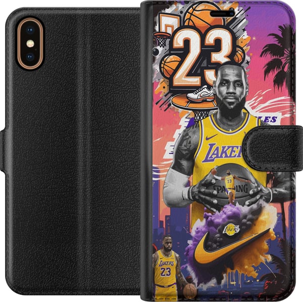 Kompatibel Tegnebogsetui til Apple iPhone XS Basketinspireret kunstværk med nummer 23 og actionstemning – kraftfuld sportsillustration med dynamisk f