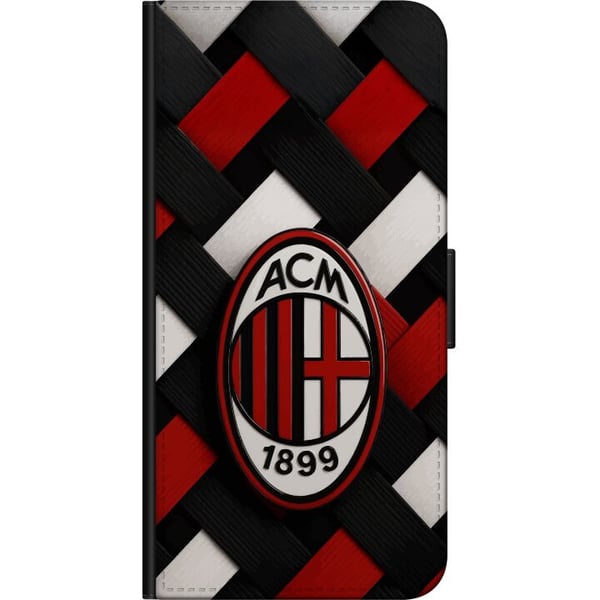 Kompatibelt Lommeboketui til Samsung Galaxy A03s AC Milan fotball Olivier Giroud rød svart vevd klubbdesign