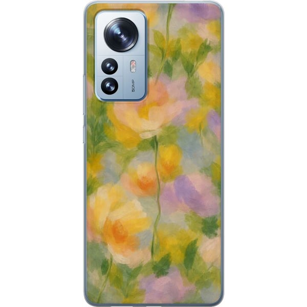 Yhteensopiva Puhelinkuori Xiaomi 12 Pro Auringon lämmittämät kukat käsinmaalatussa romanttisessa tyylissä