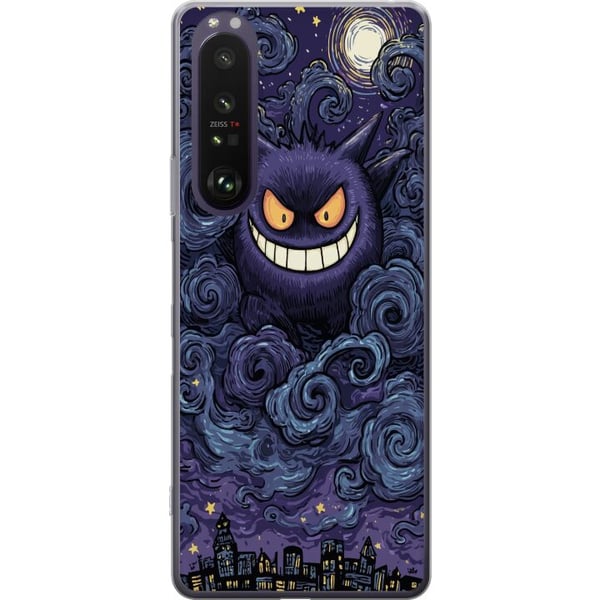 Kompatibel Mobilcover til Sony Xperia 1 III Pokémon Gengar-illustration – Mørkt motiv med stjernehimmel og bykunst