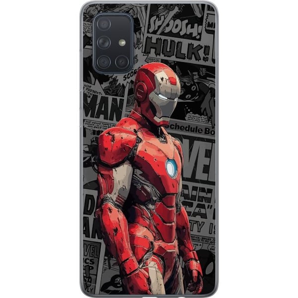 Kompatibel Mobilcover til Samsung Galaxy A71 Iron Man-illustration i rød rustning med tegneseriebaggrund, kraftfuldt motiv for filmfans