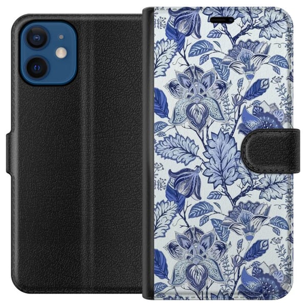Yhteensopiva Lompakkokotelo Apple iPhone 12 mini Kukat Sininen...