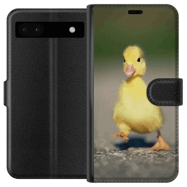Yhteensopiva Lompakkokotelo Google Pixel 6a Keltainen ankanpoikanen kävelee tiellä, pehmeä luonnollinen sävy, söpö ilme ja viehättävä kevätaiheinen k