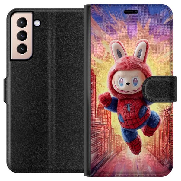 Kompatibelt Lommeboketui til Samsung Galaxy S21 Sovende valp med briller på en bok, et koselig og varmt motiv med en søt studieatmosfære og et sjarme Kompatibelt Lommeboketui til Samsung Galaxy S21 Sovende valp med briller på en bok, et koselig og varmt motiv med en søt studieatmosfære og et sjarme