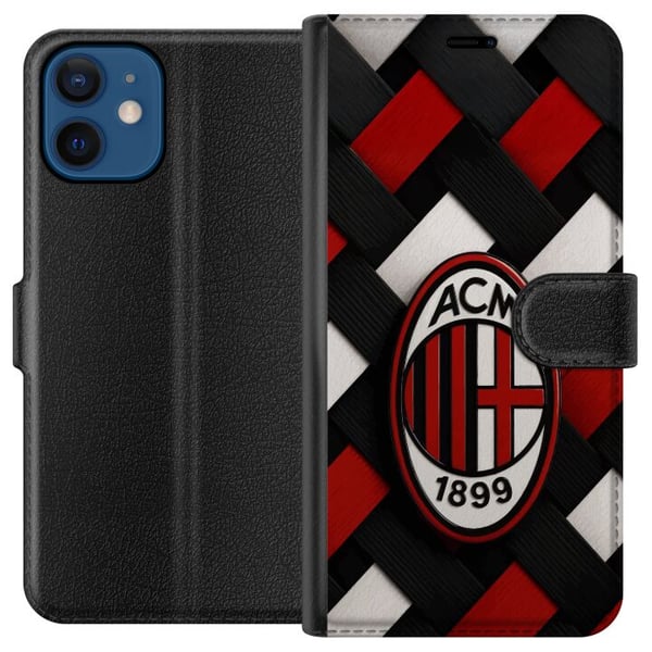Kompatibelt Lommeboketui til Apple iPhone 12 AC Milan fotball Olivier Giroud rød svart vevd klubbdesign Kompatibelt Lommeboketui til Apple iPhone 12 AC Milan fotball Olivier Giroud rød svart vevd klubbdesign
