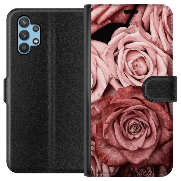 Kompatibelt Plånboksfodral till Samsung Galaxy A32 5G Rosor Kompatibelt Plånboksfodral till Samsung Galaxy A32 5G Rosor