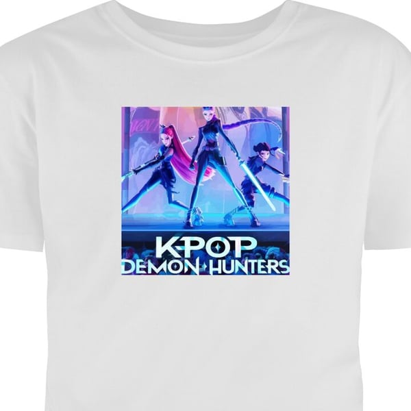 Barn T-skjorte Trendiga KPop Demon Hunters docka figur Hvit 9-11 År
