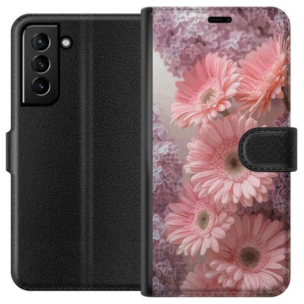 Kompatibel Tegnebogsetui til Samsung Galaxy S21+ 5G Lyserøde blomster blomstermønsterdesign Kompatibel Tegnebogsetui til Samsung Galaxy S21+ 5G Lyserøde blomster blomstermønsterdesign