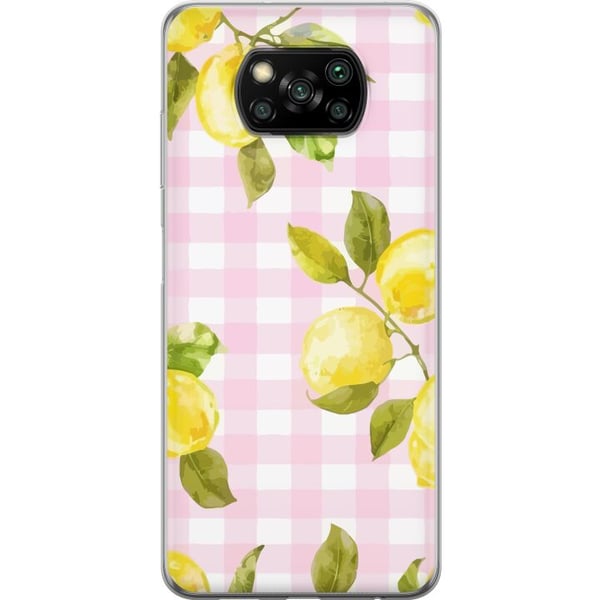 Kompatibel Mobilcover til Xiaomi Poco X3 NFC Citrongrønt og lyserødt ginghammønster – citronmønster med lyserødt ternet motiv i pastel og sommerlig æ