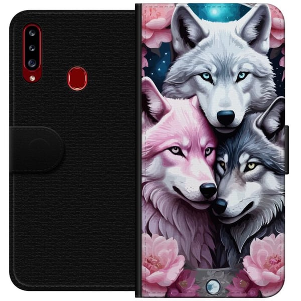 Kompatibelt Plånboksfodral till Samsung Galaxy A20s Vargar