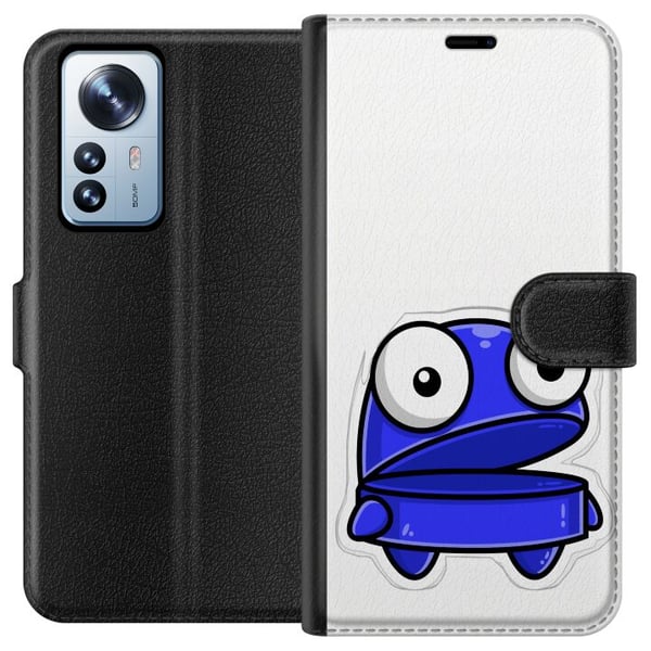Kompatibel Tegnebogsetui til Xiaomi 12 Pro Blå tegneseriefigur med et åbent udtryk og store øjne i en sjov og let illustration