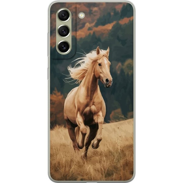 Kompatibel Mobilcover til Samsung Galaxy S21 FE 5G Elegant hest, der løber over efterårsmarker med smukke farver og en følelse af natur, kraftfuld og