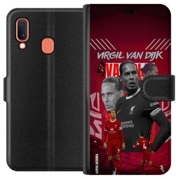 Kompatibelt Plånboksfodral till Samsung Galaxy A20e Virgil van Dijk Liverpool Nederländerna kraftfull försvarsgeneral stabil trygg och en av världens Kompatibelt Plånboksfodral till Samsung Galaxy A20e Virgil van Dijk Liverpool Nederländerna kraftfull försvarsgeneral stabil trygg och en av världens