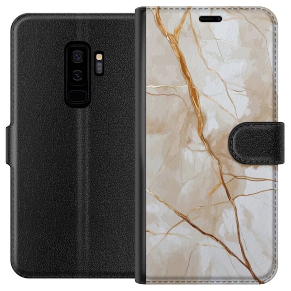 Kompatibelt Plånboksfodral till Samsung Galaxy S9+ Vit marmor med guldådror elegant lyxig design perfekt för dig som älskar stil och klass