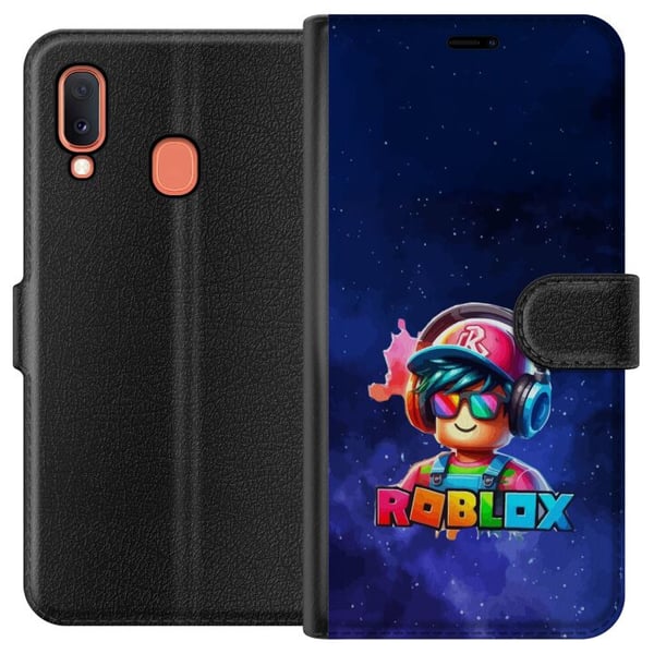 Kompatibelt Lommeboketui til Samsung Galaxy A20e Roblox Space Explorer-design futuristisk romtema med fargerike detaljer spillfølelse og neonlys i bl Kompatibelt Lommeboketui til Samsung Galaxy A20e Roblox Space Explorer-design futuristisk romtema med fargerike detaljer spillfølelse og neonlys i bl