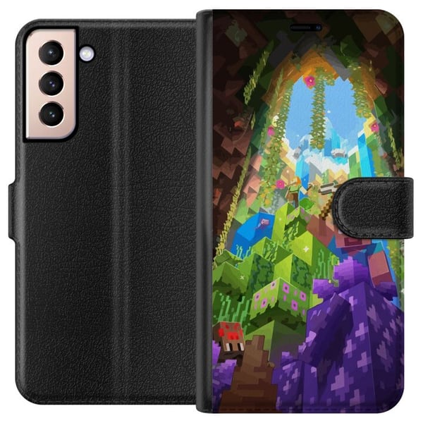 Kompatibelt Lommeboketui til Samsung Galaxy S21 Minecraft Kompatibelt Lommeboketui til Samsung Galaxy S21 Minecraft