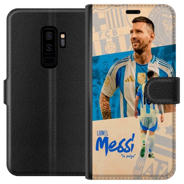 Kompatibelt Plånboksfodral till Samsung Galaxy S9+ Lionel Messi porträtt i Argentina tröja ikonisk design för fotbollsfans med passion och energi