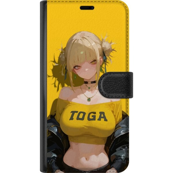 Kompatibelt Plånboksfodral till Samsung Galaxy S9+ Gul animeinspirerad illustration med blond karaktär stark bakgrund kawaii stil för trendiga motiv