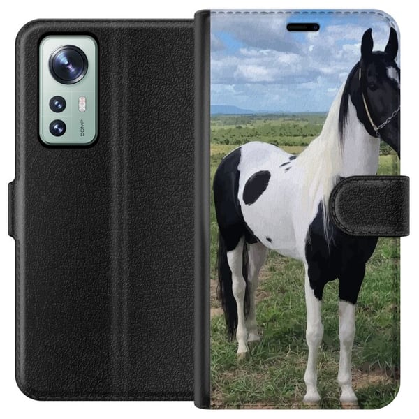 Kompatibel Tegnebogsetui til Xiaomi 12 Hestemagi - stiliseret hest i en rolig farveskala