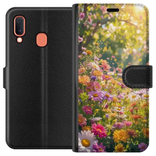 Kompatibelt Plånboksfodral till Samsung Galaxy A20e Blooming Garden