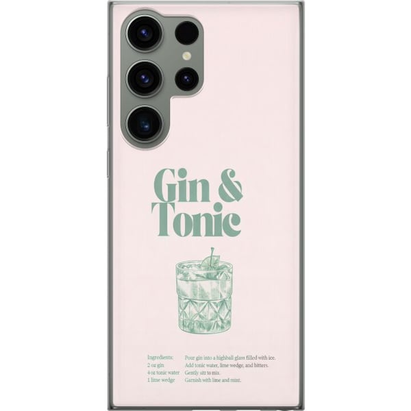 Kompatibel Mobilcover til Samsung Galaxy S23 Ultra Gin og tonic i stilren retroillustration Kompatibel Mobilcover til Samsung Galaxy S23 Ultra Gin og tonic i stilren retroillustration