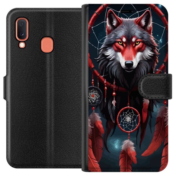 Kompatibelt Lommeboketui til Samsung Galaxy A20e Ulven Kompatibelt Lommeboketui til Samsung Galaxy A20e Ulven
