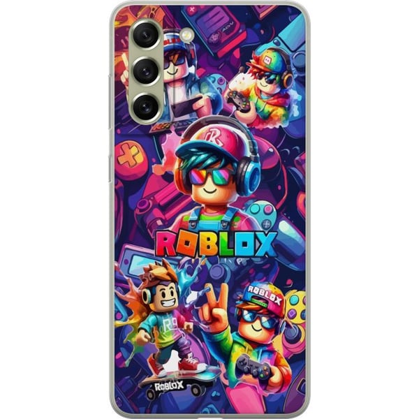 Kompatibelt Mobilskal till Samsung Galaxy S21 FE 5G Färgstark Roblox-gaminggrupp med hörlurar och neonfärger för barn och spelintresserade