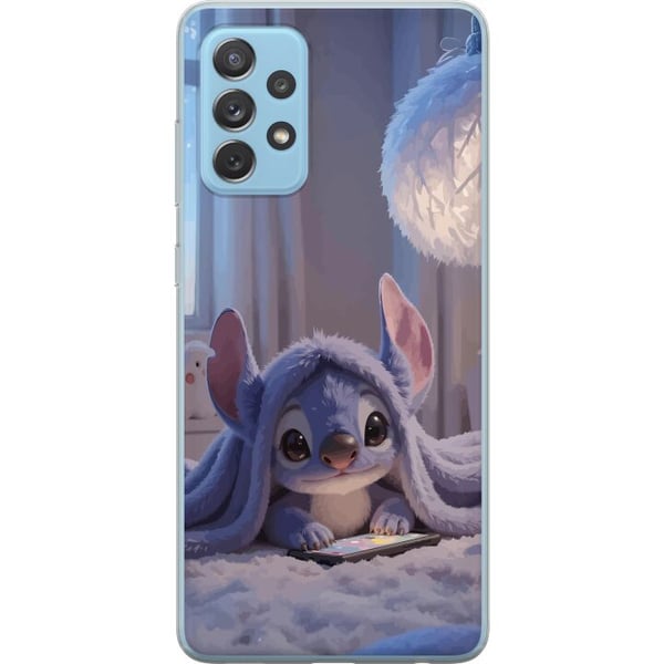 Kompatibelt Mobilskal till Samsung Galaxy A52 5G Stitch under filt med telefon kvällsmys i blå toner charmig drömlik design för alla som älskar söt s Kompatibelt Mobilskal till Samsung Galaxy A52 5G Stitch under filt med telefon kvällsmys i blå toner charmig drömlik design för alla som älskar söt s