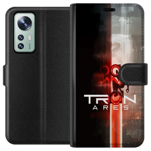 Yhteensopiva Lompakkokotelo Xiaomi 12 Tron Ares sähköinen ruudukkotyyli, moderni sci-fi-design, jossa on voimakkaita värejä, valotehosteita ja Tron A