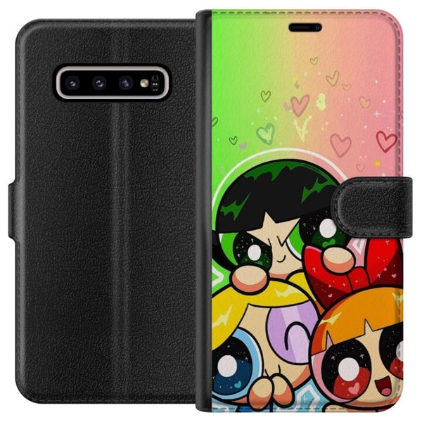 Kompatibelt Plånboksfodral till Samsung Galaxy S10+ Powerpuff Girls Cartoon Superheroes