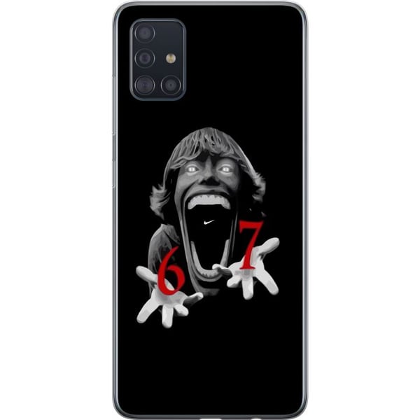 Kompatibelt Mobilskal till Samsung Galaxy A51 67 meme horror face black red – skräckinspirerad viral 6-7 design med stark kontrast och ikoniskt uttry