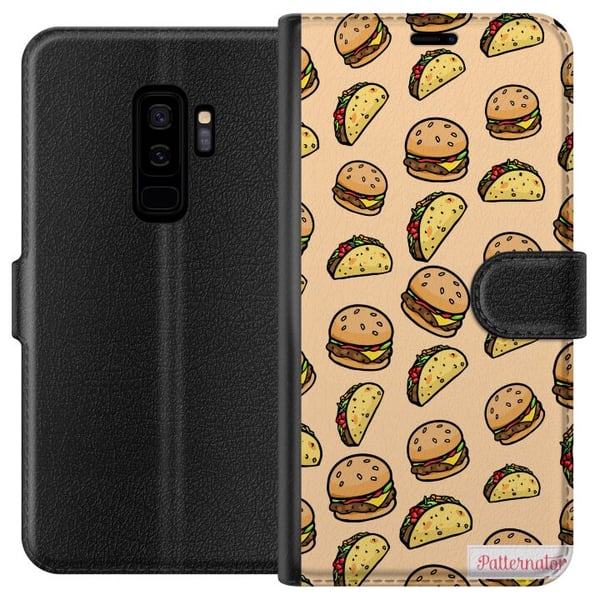 Kompatibelt Lommeboketui til Samsung Galaxy S9+ Fargerikt tegneseriedesign med hamburgere, taco, smeltet ost, salat, sprø skall og morsomme figurer, Kompatibelt Lommeboketui til Samsung Galaxy S9+ Fargerikt tegneseriedesign med hamburgere, taco, smeltet ost, salat, sprø skall og morsomme figurer,