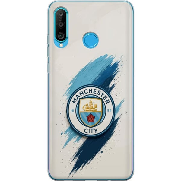 Kompatibelt Mobilskal till Huawei P30 lite Manchester City fotboll Jack Grealish blå penseldrag illustration