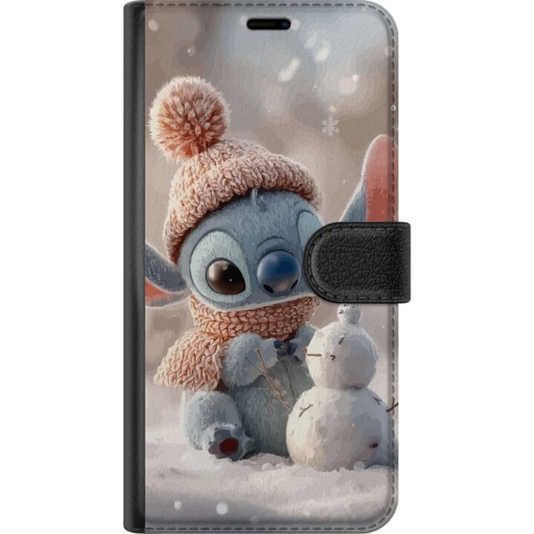 Kompatibelt Plånboksfodral till Samsung Galaxy A32 5G Stitch snögubbe vinter söt blue alien kawaii christmas cosy snow cute holiday adorable poster