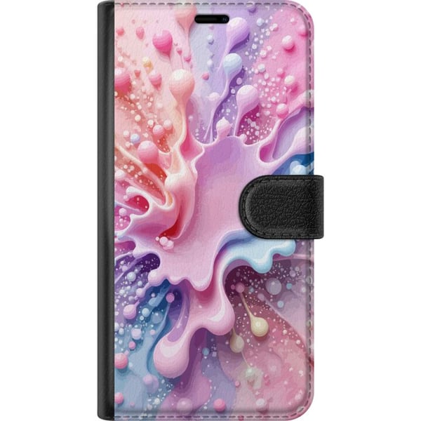 Kompatibel Tegnebogsetui til Apple iPhone 11 Pastel-splashdesign – Abstrakt kunst i rosa, blåt og lilla farvemønster