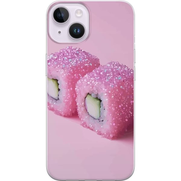 Kompatibel Mobilcover til Apple iPhone 14 Sushi plakat lyserød glitter kawaii japansk mad rulle ris fisk æstetisk tæppedesign sød Japan kunst