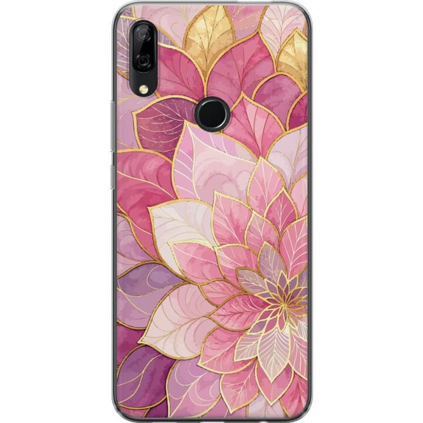 Kompatibelt Mobildeksel til Huawei P Smart Z Blomstermandala – Rosa og lilla mønster med gylne detaljer illustrasjon