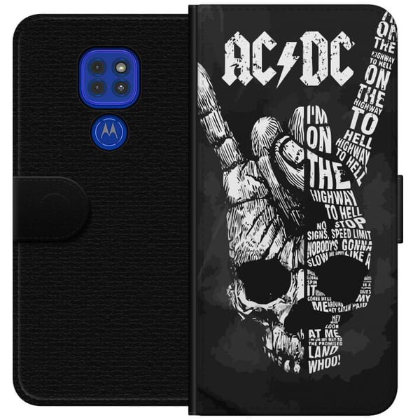 Kompatibel Tegnebogsetui til Motorola Moto G9 Play ACDC Rockmusikband Guitar Klassisk
