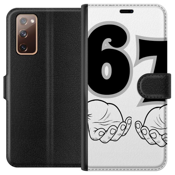 Kompatibelt Plånboksfodral till Samsung Galaxy S20 FE 67 meme hands illustration svartvit – stilren 6-7 grafik med händer och tydlig minimalistisk de