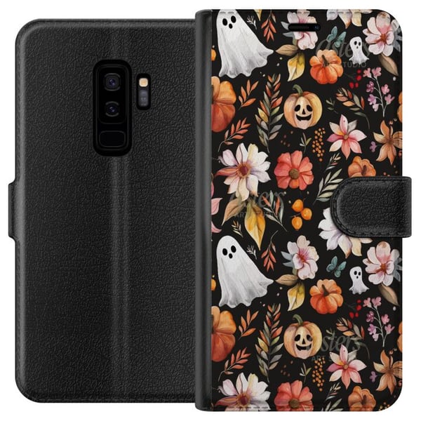 Kompatibelt Plånboksfodral till Samsung Galaxy S9+ Halloween Pumpkins Ghost Costume Mask