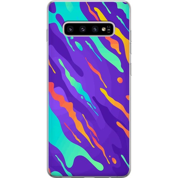 Kompatibel Mobilcover til Samsung Galaxy S10+ Farverigt abstrakt mønster med flydende former i moderne design
