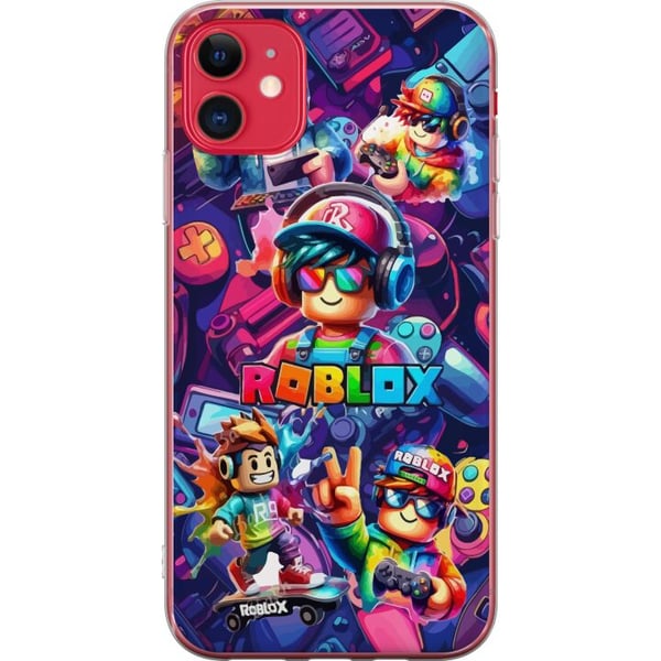 Kompatibelt Mobildeksel til Apple iPhone 11 Fargerik Roblox-spillgruppe med hodetelefoner og neonfarger for barn og spillinteresserte