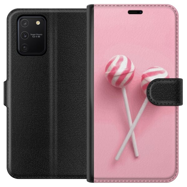 Kompatibelt Lommeboketui til Samsung Galaxy S10 Lite Rosa slikkepinner og godteridesign – Søtt pastellmotiv for trendy tilbehør Kompatibelt Lommeboketui til Samsung Galaxy S10 Lite Rosa slikkepinner og godteridesign – Søtt pastellmotiv for trendy tilbehør