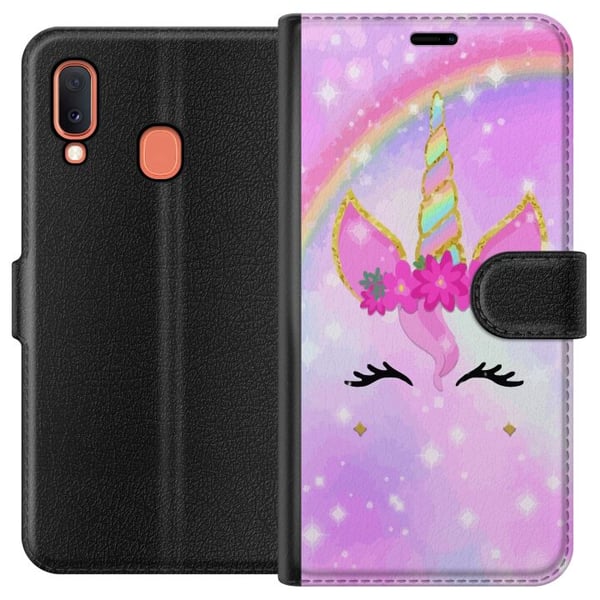 Kompatibelt Plånboksfodral till Samsung Galaxy A20e Unicorn Face Kompatibelt Plånboksfodral till Samsung Galaxy A20e Unicorn Face