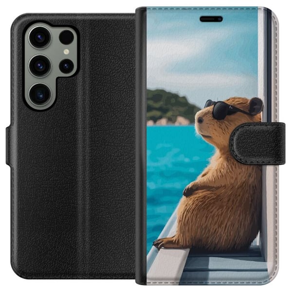 Kompatibel Tegnebogsetui til Samsung Galaxy S23 Ultra Kapybara ved havet med solbriller, humoristisk charmerende design med afslappet feriestemning Kompatibel Tegnebogsetui til Samsung Galaxy S23 Ultra Kapybara ved havet med solbriller, humoristisk charmerende design med afslappet feriestemning