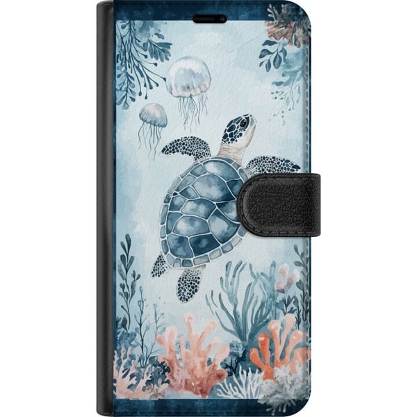 Yhteensopiva Lompakkokotelo Samsung Galaxy S21+ 5G Akvarellikilpikonna tyynessä sinisessä meressä korallien ja leijuvien meduusojen keskellä