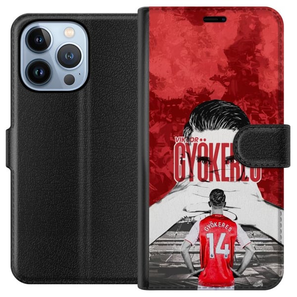 Yhteensopiva Lompakkokotelo Apple iPhone 13 Pro Viktor Gyökeres Red Passion Design jalkapallohenkinen taide, jossa on vahvaa energiaa, voimaa ja urhe